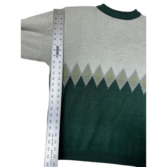 Split 500‎ Mens Geometric Knit Sweater L Green & Gray - Picture 4 of 16